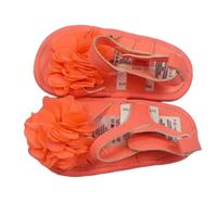 Neonově růžové sandály s kytičkami zn. Primark 