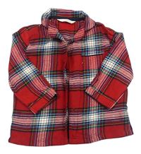 Červeno-barevný kostkovaný flanelový pyžamový kabátek zn. M&S