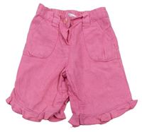Růžové lněné capri kalhoty zn. John Lewis