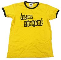 Žluto-černé tričko s nápisem zn. Malfin
