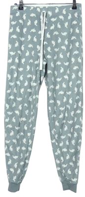 Dámské šedé fleecové pyžamové kalhoty s králíčky zn. George 