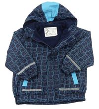 Tmavomodro-modrá vzorovaná šusťáková přechodová bunda s kapucí zn. x-mail