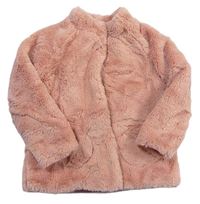 Růžový chlupatý zateplený kabát zn. Tu