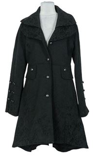 Dámský černý vzorovaný jarní kabát s cvočky 