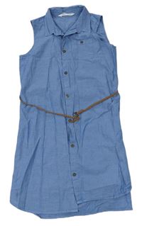 Modré košilové šaty riflového vzhledu s páskem zn. H&M