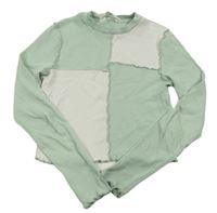 Zelenkavo-bílé žebrované crop triko zn. H&M