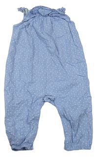 Modré plátěné laclové kalhoty s puntíky zn. H&M