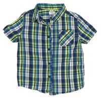 Tmavomodro-modro-zelená kostkovaná košile zn. F&F