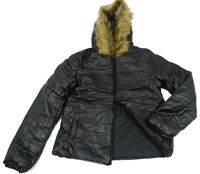 Černá koženková zimní bunda 