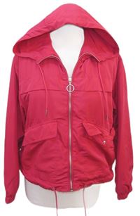 Dámská zářivě růžová šusťáková jarní bunda s kapucí zn. H&M