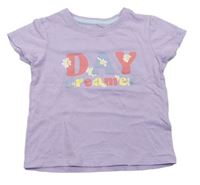 Lila tričko s nápisem a květy zn. Pep&Co