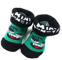 Zeleno-černé ponožky s  příšerkou