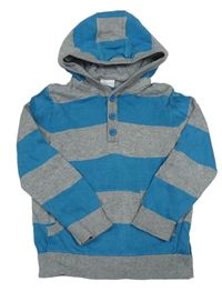 Modro-šedé pruhované pletené triko s kapucí zn. Miniclub
