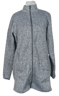 Dámský šedý melírovaný pletený kabát  