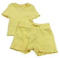 2 set - Žluté žebrované tričko + kraťasy zn. Primark