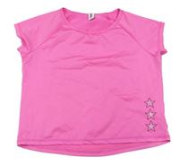 Neonově růžové sportovní tričko s hvězdami zn. Yigga