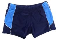 Tmavomodro-modré nohavičkové plavky s pruhy 