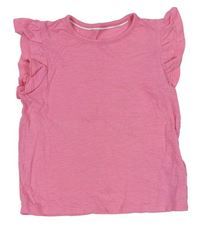 Růžové melírované tričko s volánky zn. M&S