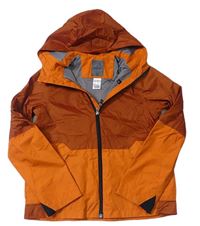 Hnědo-oranžová šusťáková jarní funkční bunda s kapucí zn. Quechua