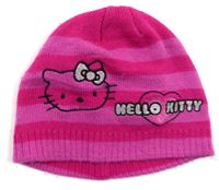 Růžová pruhovaná čepice s Hello Kitty zn. TU vel. 3-6 let 