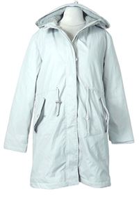 Dámský šedý pogumovaný zateplený kabát s kapucí zn. Primark 