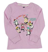 Růžové triko s tučňáky zn. F&F