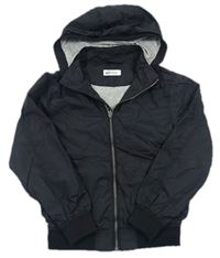Černá šusťáková jarní bunda s odepínací kapucí zn. H&M