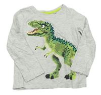 Světlešedé melírované triko s dinosaurem zn. C&A