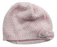 Růžová pletená čepice s mašlí zn. H&M