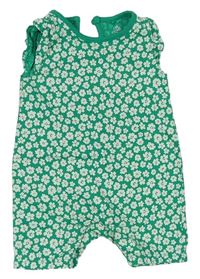 Zelený bavlněný kraťasový overal s kytičkami zn. F&F