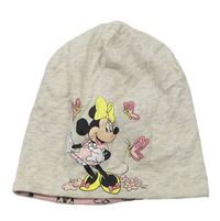 Světlešedo-smetanová melírovaná čepice s Minnie zn. Disney