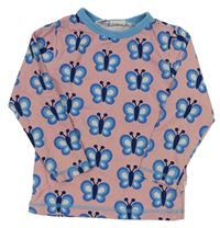 Starorůžovo-modré pyžamové triko s motýlky zn. maxomorra