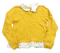 Žlutý svetr s halenkovou vsadkou zn. H&M