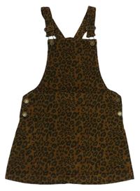 Skořicové manšestrové šaty s leopardím vzorem zn. F&F