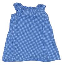 Modré puntíkované plátěné šaty  zn. F&F