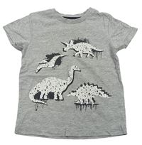Šedé melírované tričko s dinosaury zn. Matalan