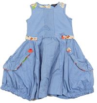 Světlemodré bavlněné šaty s kytičkami zn. M&S