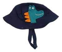 Tmavomodrý plátěný klobouk s dinosaurem zn. F&F