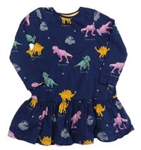 Tmavomodré šaty s dinosaury zn. F&F