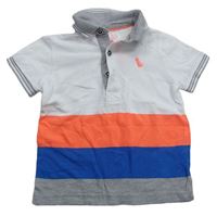 Bílo-oranžovo-modro-šedé polo tričko zn. F&F