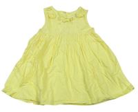 Žluté plátěné šaty s kytičkami zn. Topolino