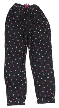 Tmavošedé plátěné cuff kalhoty s růžovými srdíčky zn. H&M