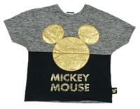 Šedo-černé melírované tričko s Mickey zn. George