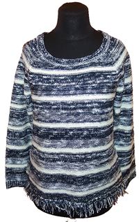 Dámský modro-bílý pruhovaný svetr s třásněmi zn. M&Co.