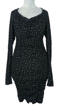 Dámské černo-bílé puntíkované nařasené šaty zn. Select 