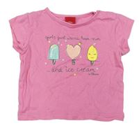 Růžové tričko se zmrzlinami a nápisy zn. S. Oliver