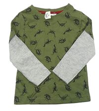 Khaki-šedé triko s dinosaury zn. M&Co.