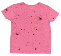 Neonově růžovo-černé tričko s flíčky zn. Primark