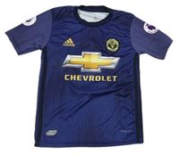 Tmavomodrý vzorovaný funkční fotbalový dres Manchester United a číslem zn. Adidas