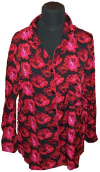 Dámský černo-červený květovaný pyžamový kabátek zn. M&Co
